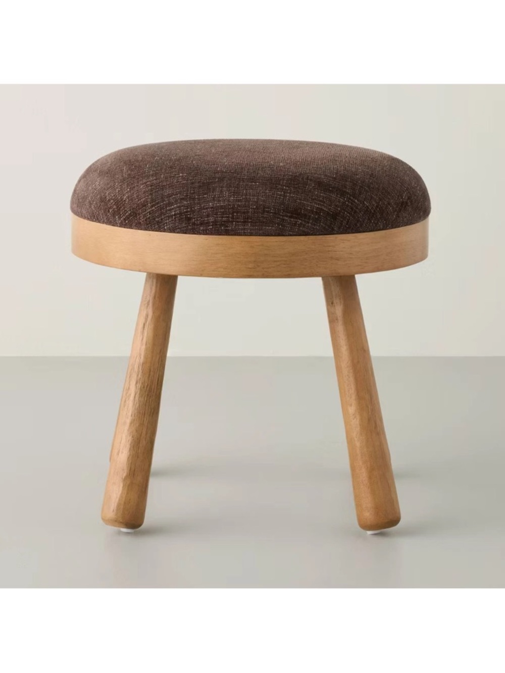 Hearth & Hand Magnolia Upholstered Round Top Mid Century Ottoman Brown NEW! - Picture 3 of 5